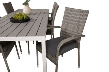 Break Matgrupp Utomhus 205 cm + 6 st Anna Karmstolar Utomhus - Grå /Vit - Products - Utemöbler & utemiljö - Utegrupp - Matgrupp utomhus