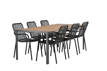 Break Matgrupp Utomhus 205 cm + 6 st Peking Karmstolar - Svart/Brun - Products - Utemöbler & utemiljö - Utegrupp - Matgrupp utomhus