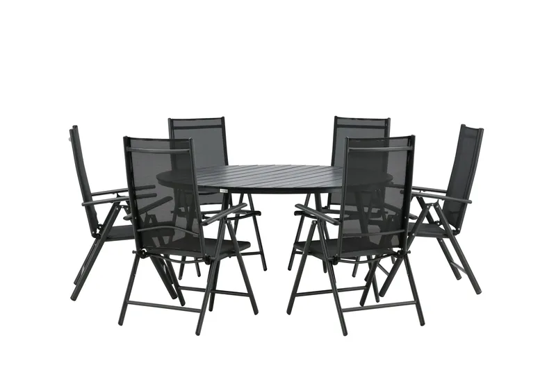 Break Matgrupp Utomhus Rund 150 cm + 6 Break Positionsstol - Svart - Products - Utemöbler & utemiljö - Utegrupp - Matgrupp utomhus
