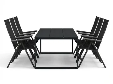 Devon utomhus matgrupp 210x100 cm med 6 Monaco Light positionsstolar - Svart - Products - Utemöbler & utemiljö - Utegrupp - Matgrupp utomhus