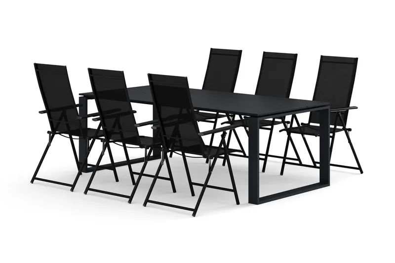 Devon utomhus matgrupp 210x100 cm med 6 Sanna positionsstolar - Svart - Products - Utemöbler & utemiljö - Utegrupp - Matgrupp utomhus