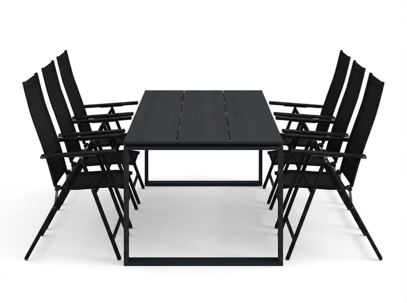 Devon utomhus matgrupp 210x100 cm med 6 Sanna positionsstolar - Svart - Products - Utemöbler & utemiljö - Utegrupp - Matgrupp utomhus