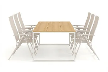 Devon utomhus matgrupp 210x100 cm med 6 Sanna positionsstolar - Beige/Teak - Products - Utemöbler & utemiljö - Utegrupp - Matgrupp utomhus