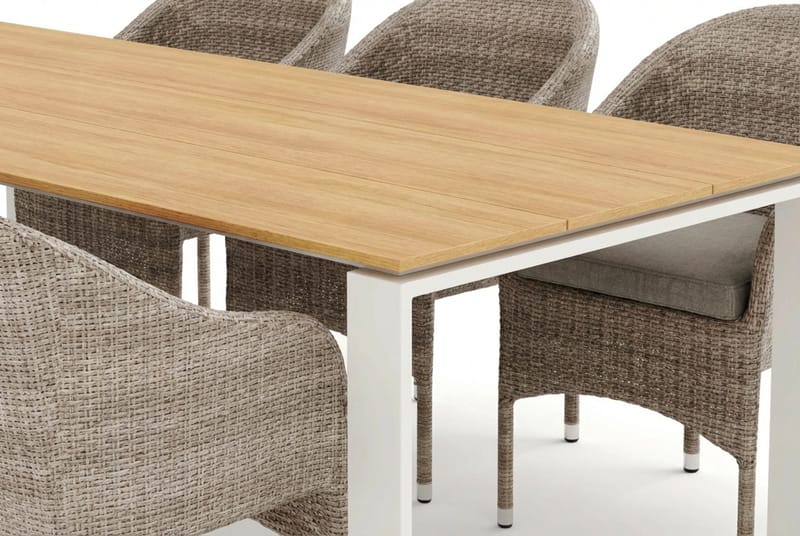 Devon utomhus matgrupp 210x100 cm med 6 Thor fåtöljer - Beige/Teak - Products - Utemöbler & utemiljö - Utegrupp - Matgrupp utomhus