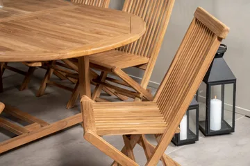 Kenya Matgrupp 180-240x120 cm + 8 Kenya Hopfällbar Stol - Brun - Products - Utemöbler & utemiljö - Utegrupp - Matgrupp utomhus