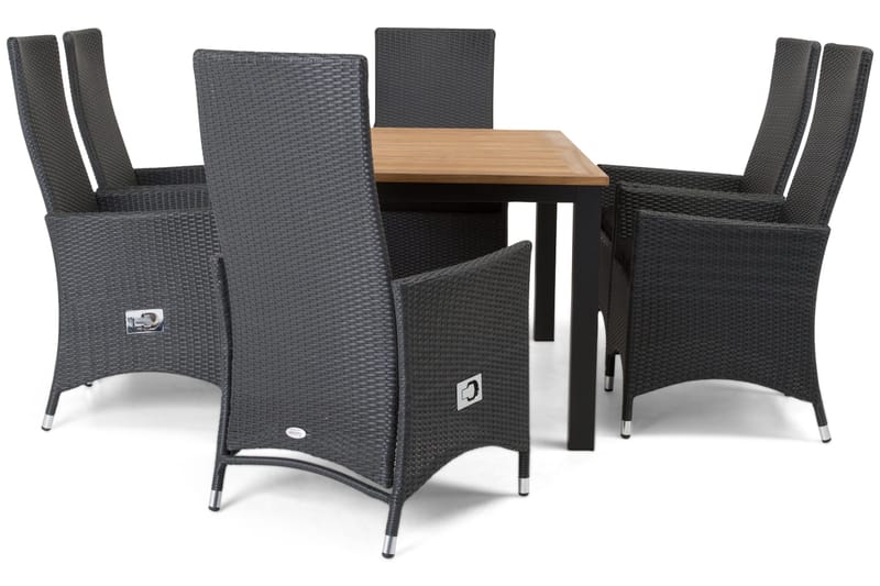 Las Vegas Matgrupp Utomhus 152-210 + 6 Jenny Ställbar Fåtölj - Teak/Svart - Products - Utemöbler & utemiljö - Utegrupp - Matgrupp utomhus
