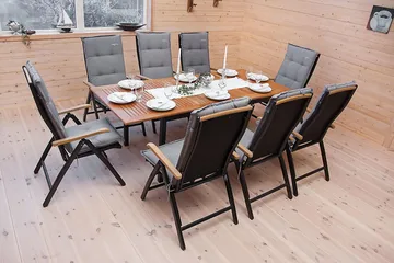 Las Vegas Matgrupp Utomhus 152-210 + 6 Positionsstol Lyx - Svart Teak - Products - Utemöbler & utemiljö - Utegrupp - Matgrupp utomhus