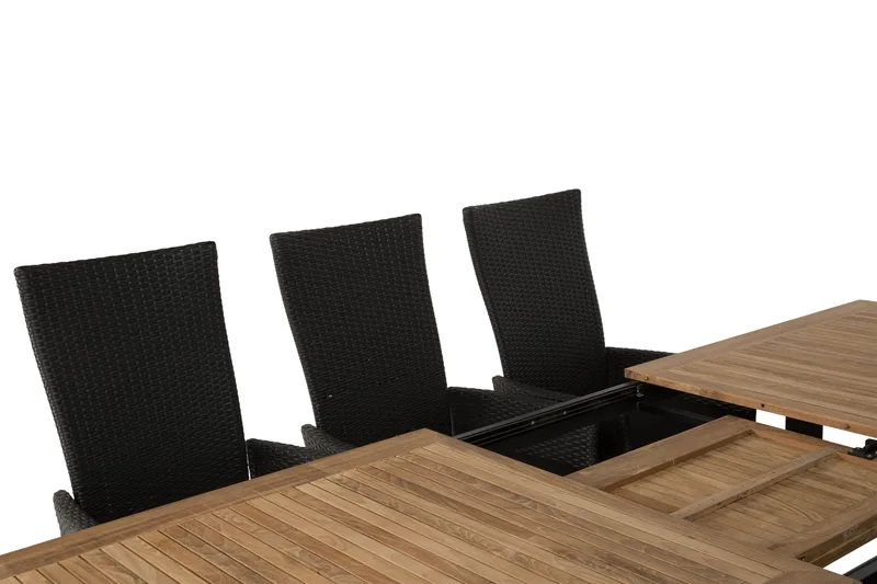 Las Vegas Matgrupp Utomhus 220-280 + 8 Jenny Ställbar Fåtölj - Teak/Svart - Products - Utemöbler & utemiljö - Utegrupp - Matgrupp utomhus
