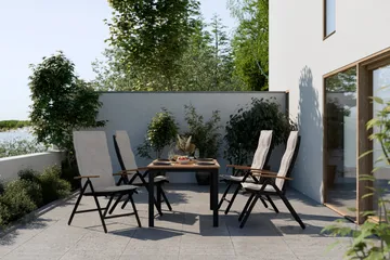 Las Vegas Matgrupp Utomhus 220-280x100+ 6 Stolar m Dyna - Svart/Teak - Products - Utemöbler & utemiljö - Utegrupp - Matgrupp utomhus