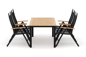 Las Vegas utomhus matgrupp förlängningsbart 152-210x90 cm med 4 Las Vegas positionsstolar - Svart - Products - Utemöbler & utemiljö - Utegrupp - Matgrupp utomhus