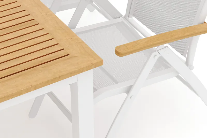 Las Vegas utomhus matgrupp förlängningsbart 152-210x90 cm med 4 Las Vegas positionsstolar - Vit - Products - Utemöbler & utemiljö - Utegrupp - Matgrupp utomhus