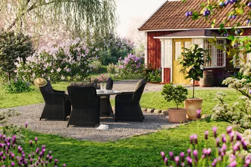 Marcus Matgrupp 140 Rund + 4 Fåtöljer m Dyna - Svart - Products - Utemöbler & utemiljö - Utegrupp - Matgrupp utomhus