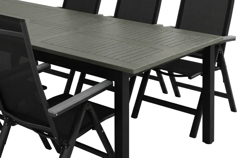 Monaco utomhus matgrupp förlängningsbart 210/310x90 med 8 Monaco Light positionsstolar - Svart/Grå - Products - Utemöbler & utemiljö - Utegrupp - Matgrupp utomhus