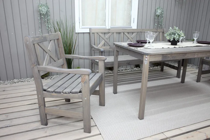 Olivo Matgrupp Utomhus + 2 Utestolar + Bänk Utomhus - Grå - Products - Utemöbler & utemiljö - Utegrupp - Matgrupp utomhus