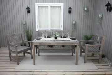 Olivo Matgrupp Utomhus + 2 Utestolar + Bänk Utomhus - Grå - Products - Utemöbler & utemiljö - Utegrupp - Matgrupp utomhus