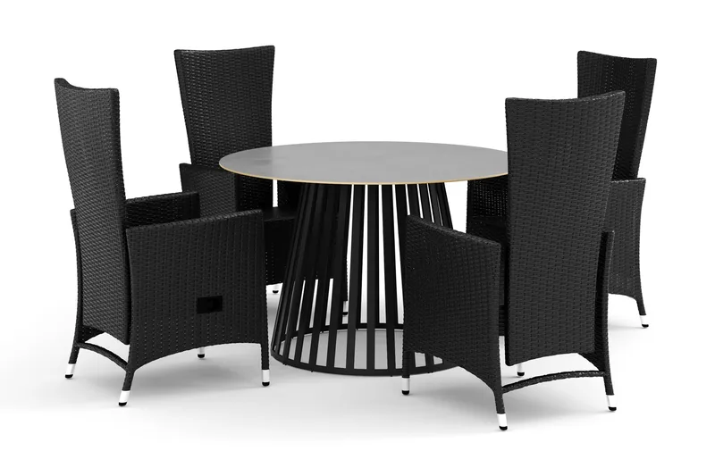 Sensi utomhus matgrupp 120 cm med 4 Jenny matstolar - Svart - Products - Utemöbler & utemiljö - Utegrupp - Matgrupp utomhus