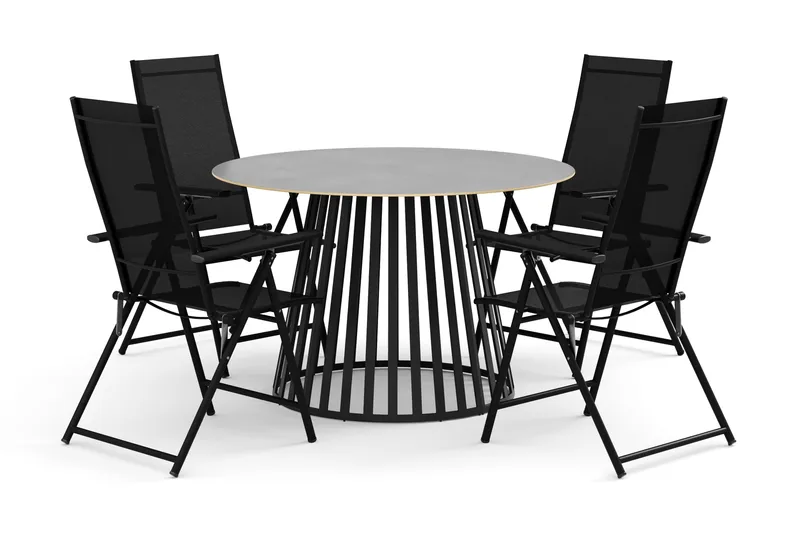 Sensi utomhus matgrupp 120 cm med 4 Sanna positionsstolar - Svart - Products - Utemöbler & utemiljö - Utegrupp - Matgrupp utomhus