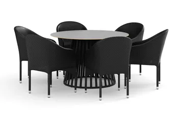 Sensi utomhus matgrupp 120 cm med 6 Thor fåtöljer - Svart - Products - Utemöbler & utemiljö - Utegrupp - Matgrupp utomhus