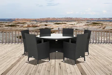 Thor Matgrupp Ø140 + 6 Thor Fåtölj - Svart - Products - Utemöbler & utemiljö - Utegrupp - Matgrupp utomhus