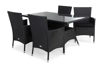 Thor Matgrupp Utomhus 140 + 4 Thor Fåtölj m Dyna - Svart/Svart/Svart - Products - Utemöbler & utemiljö - Utegrupp - Matgrupp utomhus