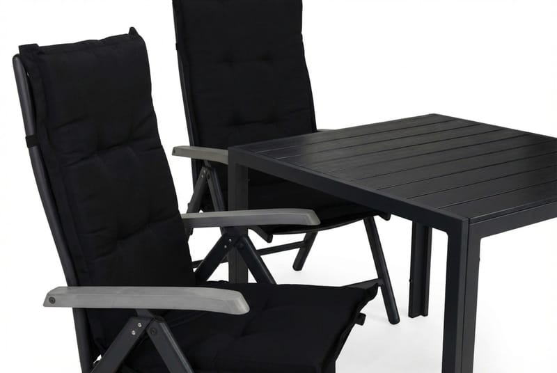 Tunis Matgrupp Utomhus 90x90 + 2 Monaco Lyx Positionsstol m Dyna - Svart/Grå - Products - Utemöbler & utemiljö - Utegrupp - Matgrupp utomhus