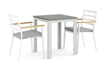 Tunis utomhus caféset 70x70 cm med 2 Oliver karmstolar - Vit/Grå - Products - Utemöbler & utemiljö - Utegrupp - Matgrupp utomhus