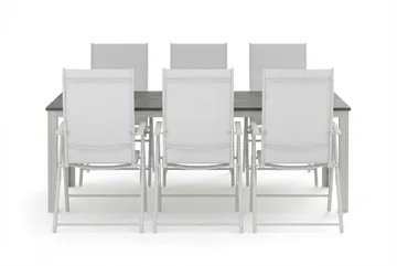 Tunis utomhus matgrupp 205x90 cm med 6 positionsstolar - Vit/Grå - Products - Utemöbler & utemiljö - Utegrupp - Matgrupp utomhus