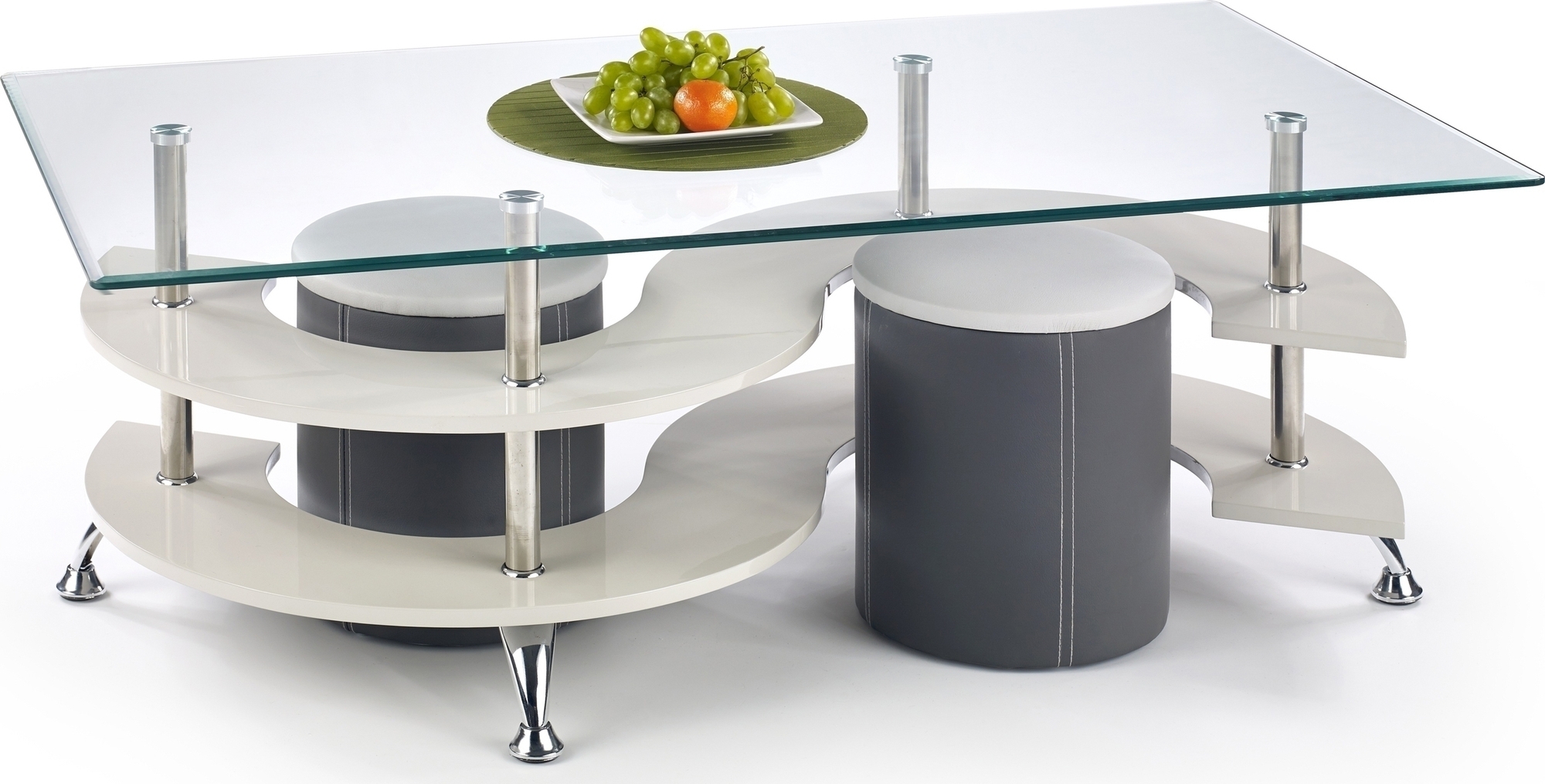 Meeting sofabord med sittepuffer - M�rk gr�/gr� + M?belben