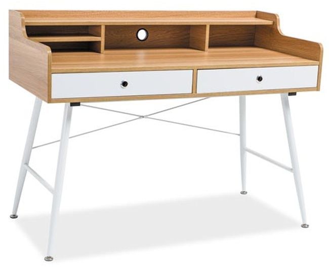 Skrivebord Emery - Hvit/eik