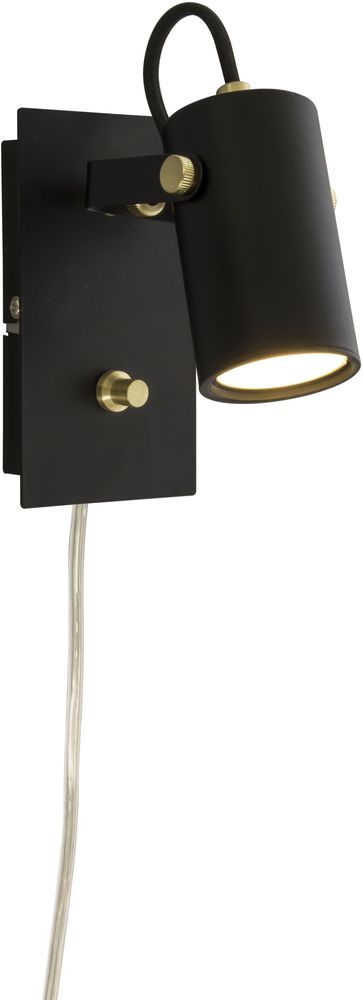 Vegg-spotlight Cilindro - Svart / matt messing