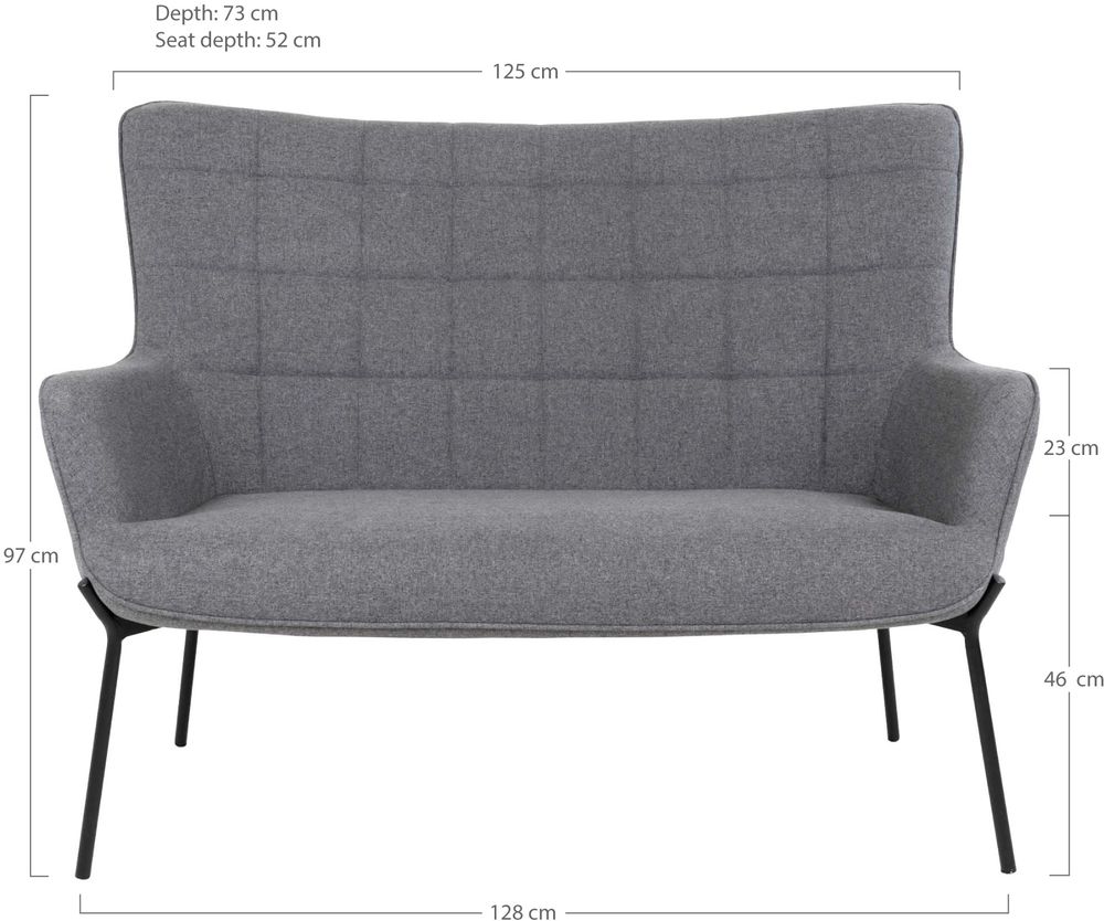Glasgow 2-seters sofa - Grå / svart Glasgow 2-seters sofa - Grå / svart