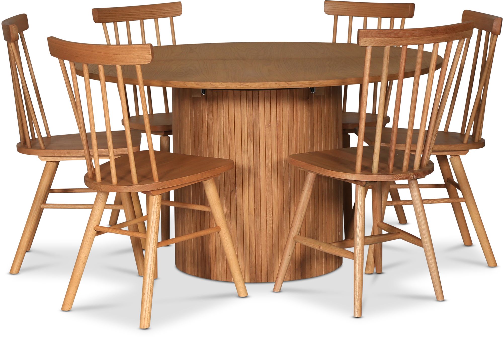 Nova spisegruppe, uttrekkbart spisebord �130-170 cm inkl. 6 stk Orust knaggstoler - Oljet eik