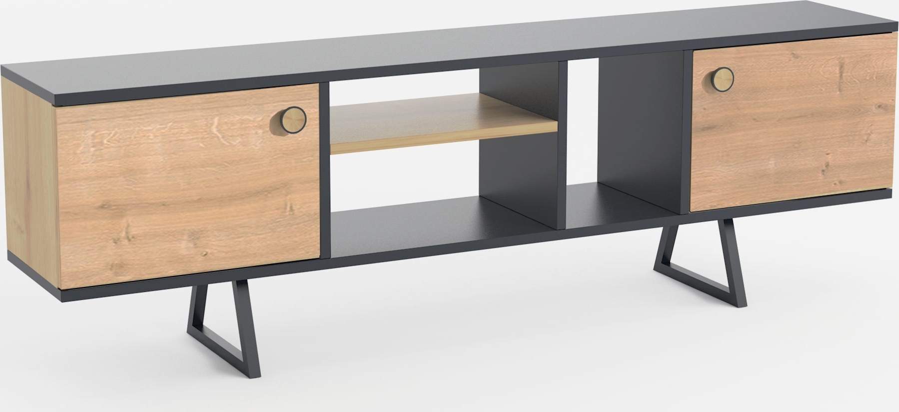 Sally media benk - Antrasitt/eik