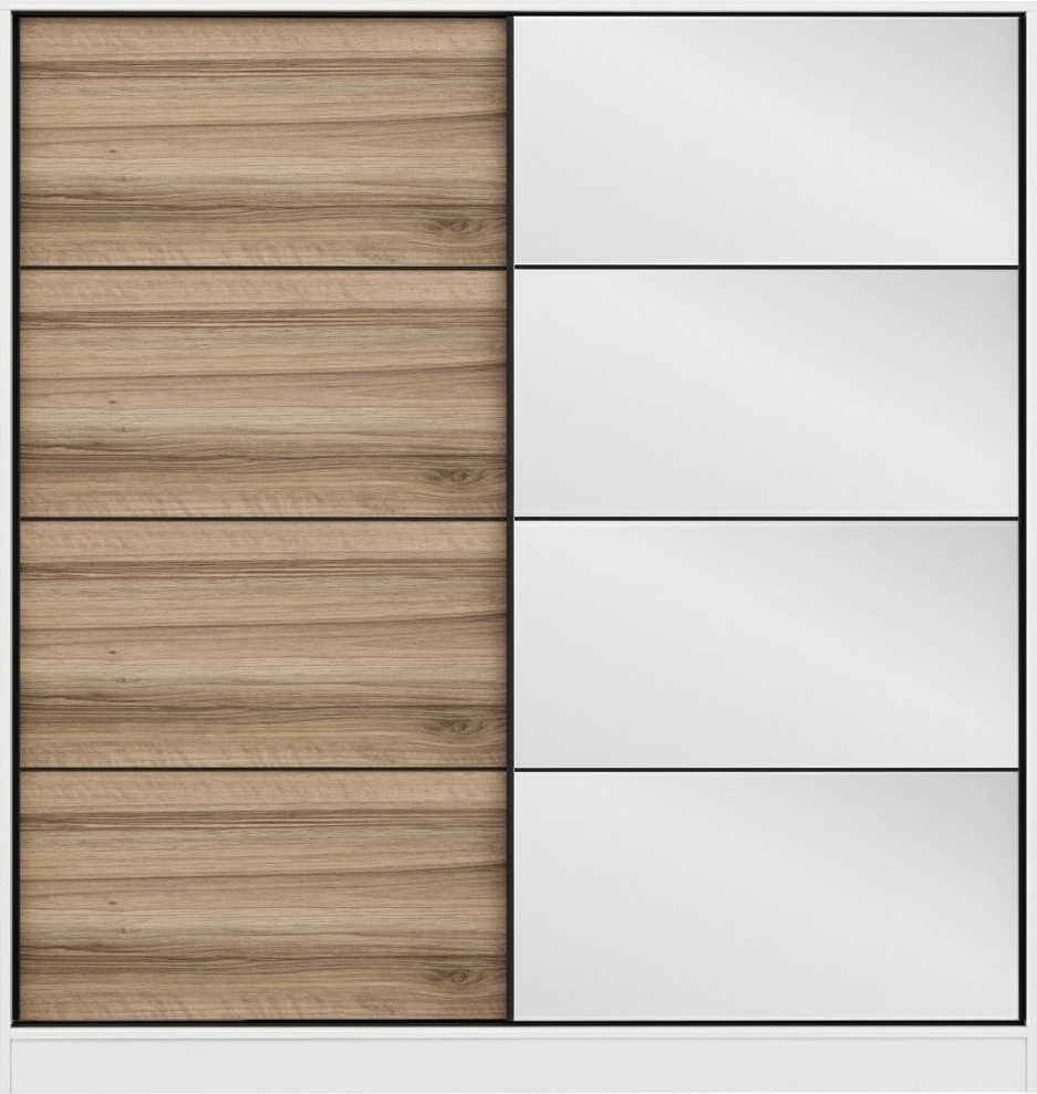 Kapusta garderobe med speild�r, 180 cm - Hvit/brun