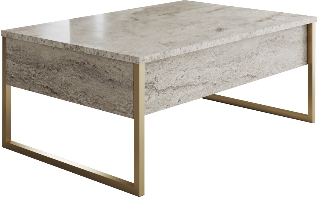 Lux salongbord 90 x 60 cm - Travertin/gull