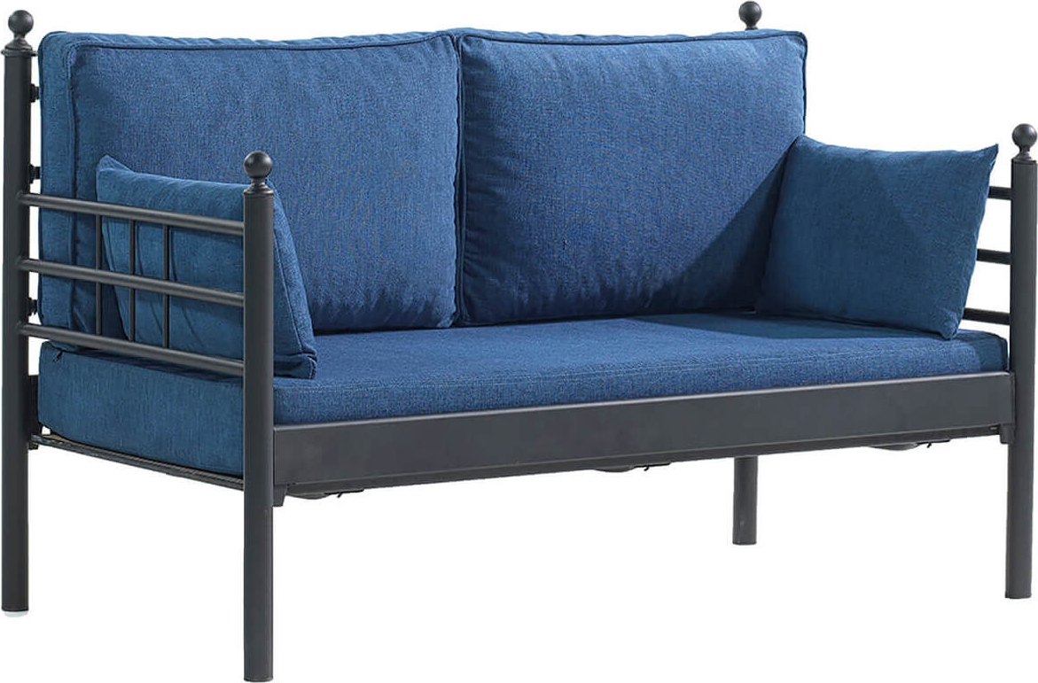 Manyas 2-seters utesofa - Svart/bl� + M�belrengj�ring