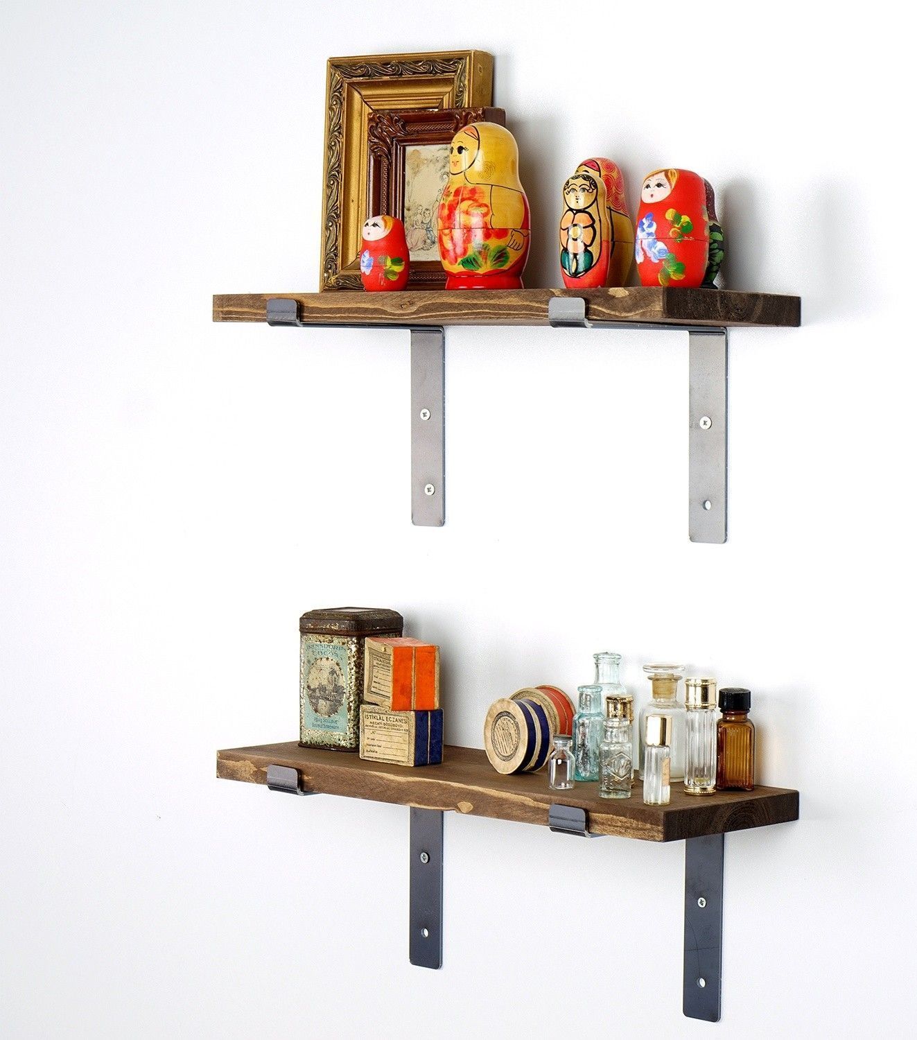 Lamba vegghylle 3 - Svart/valnøtt Lamba vegghylle 3 - Svart/valnøtt