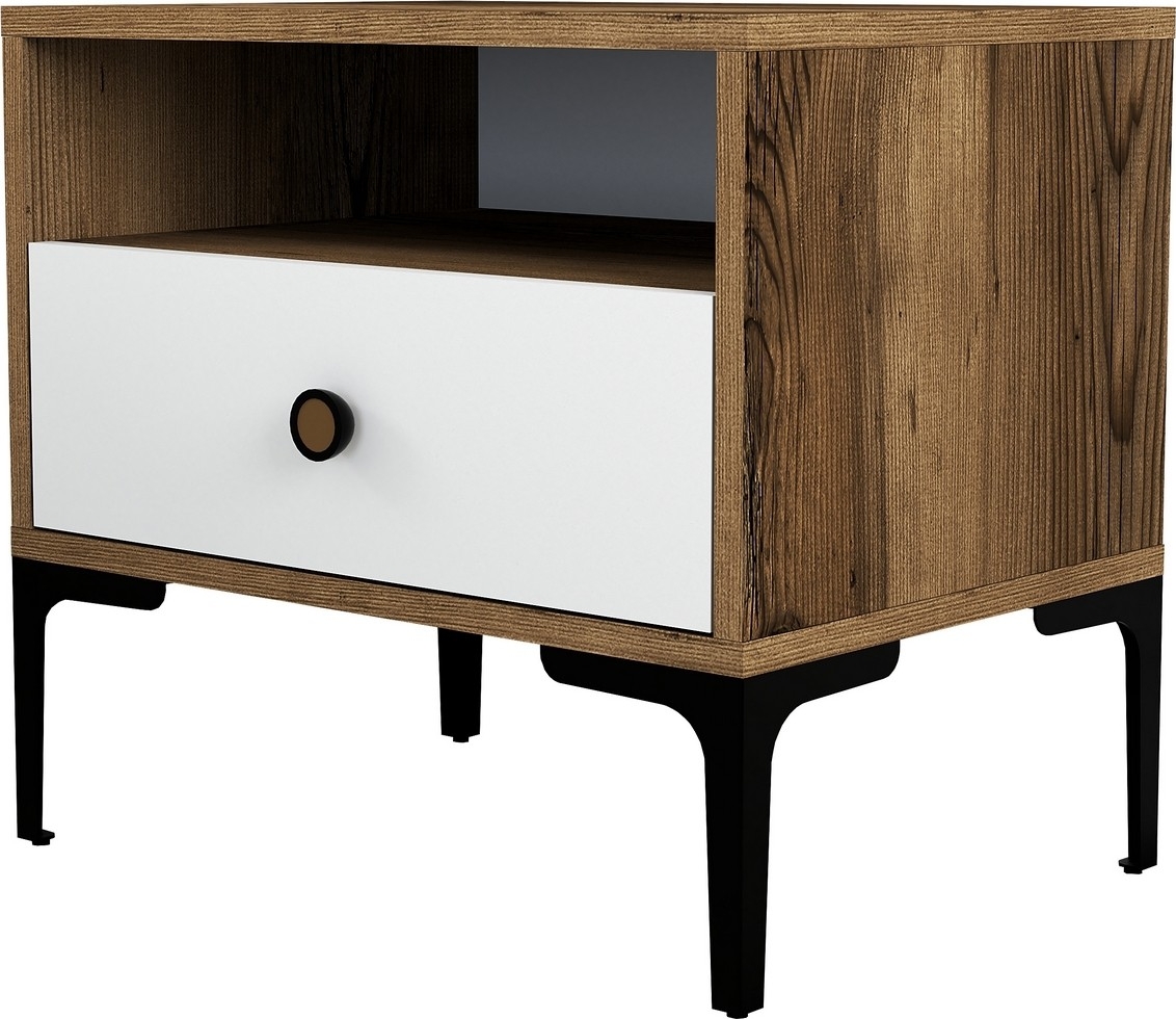 Lisboa nattbord - Valnøtt/hvit Lisboa nattbord - Valnøtt/hvit