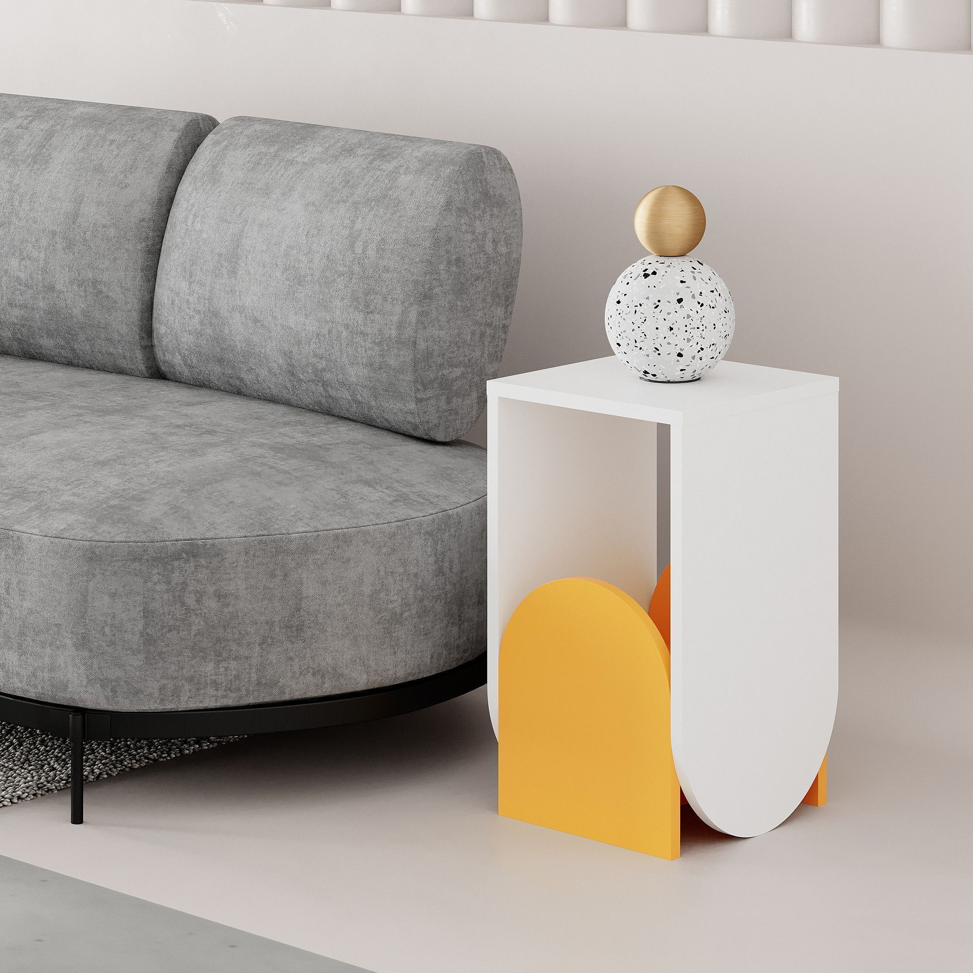 Nun sidebord - Hvit/sennepsgul Nun sidebord - Hvit/sennepsgul