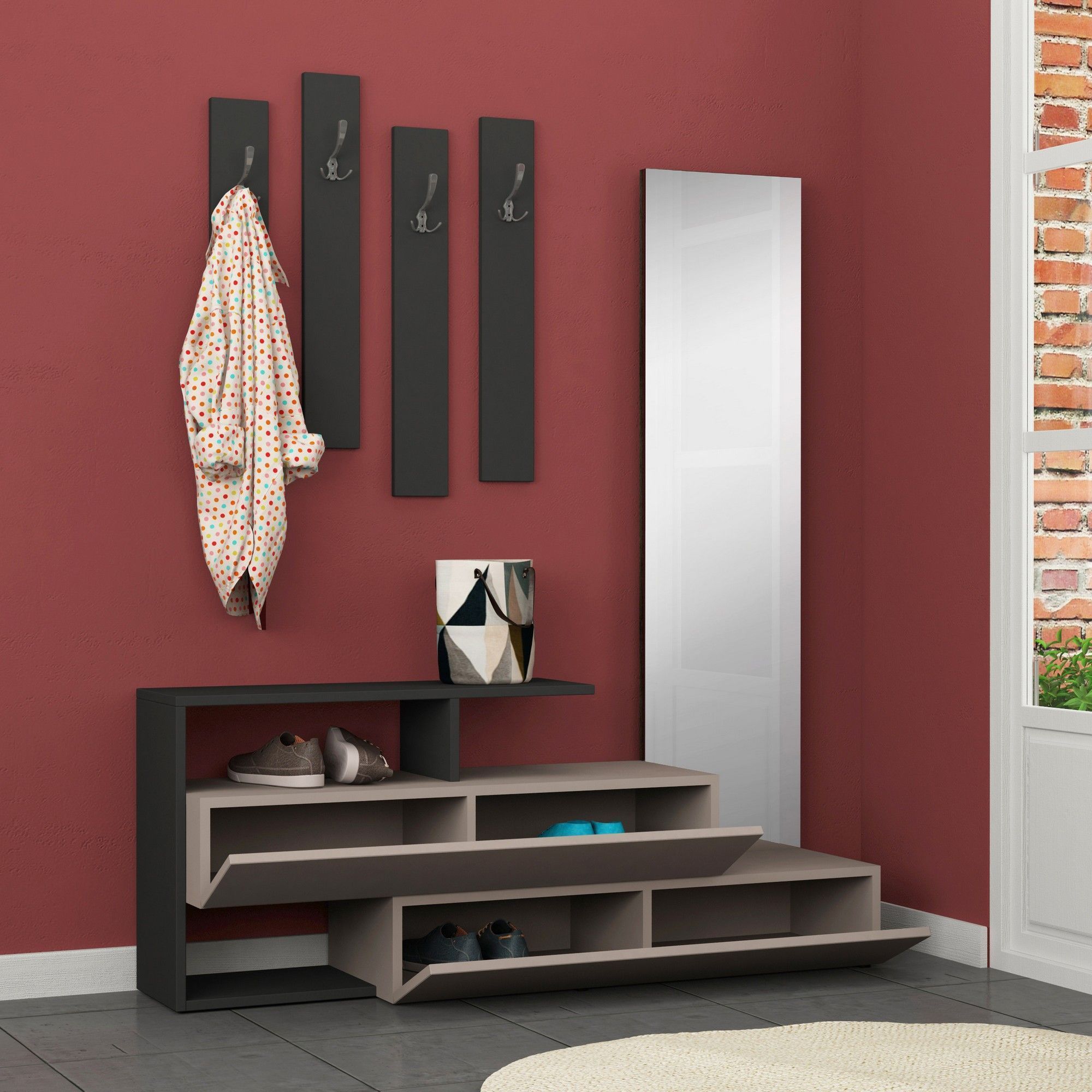 Ramda gangmøbel - Lys mokka/antrasitt Ramda gangmøbel - Lys mokka/antrasitt