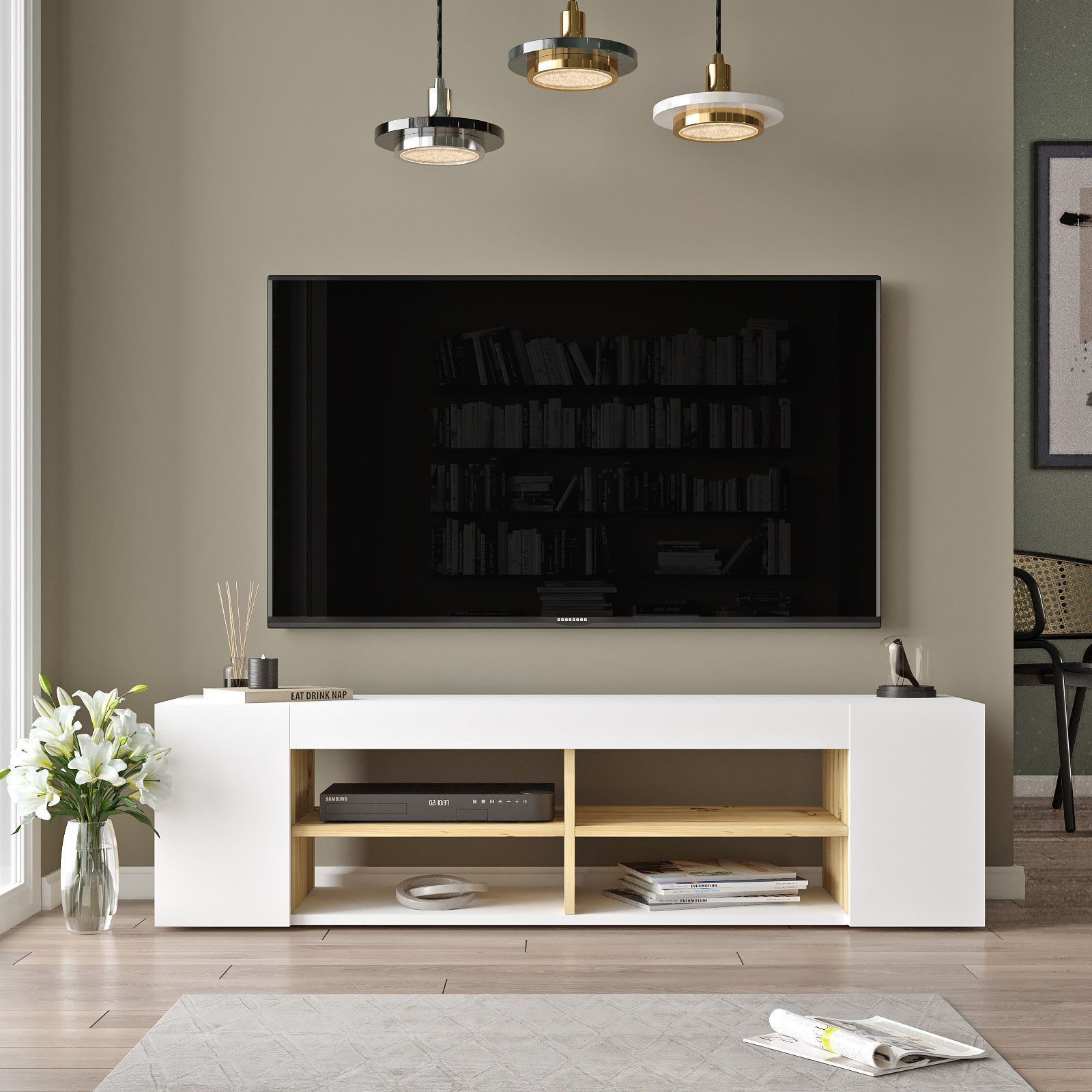 Luvio mediebenk 13 - Eik/hvit