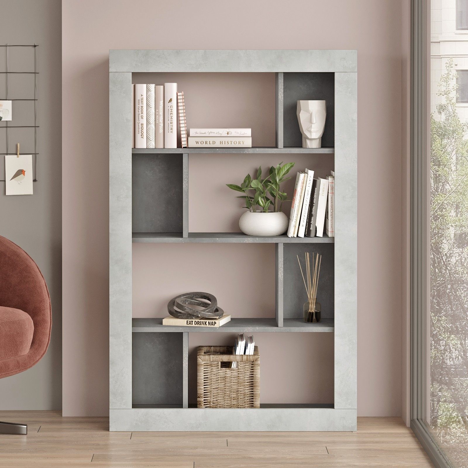 Luvio bokhylle 22 - Sølv/antrasitt Luvio bokhylle 22 - Sølv/antrasitt