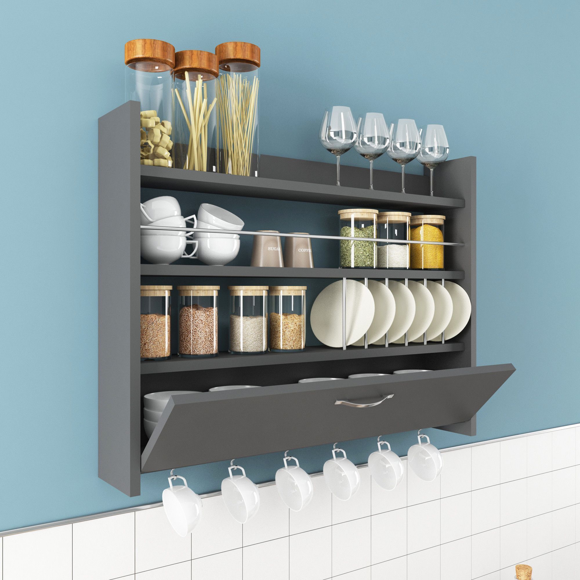 Knott vegghylle - Antrasitt