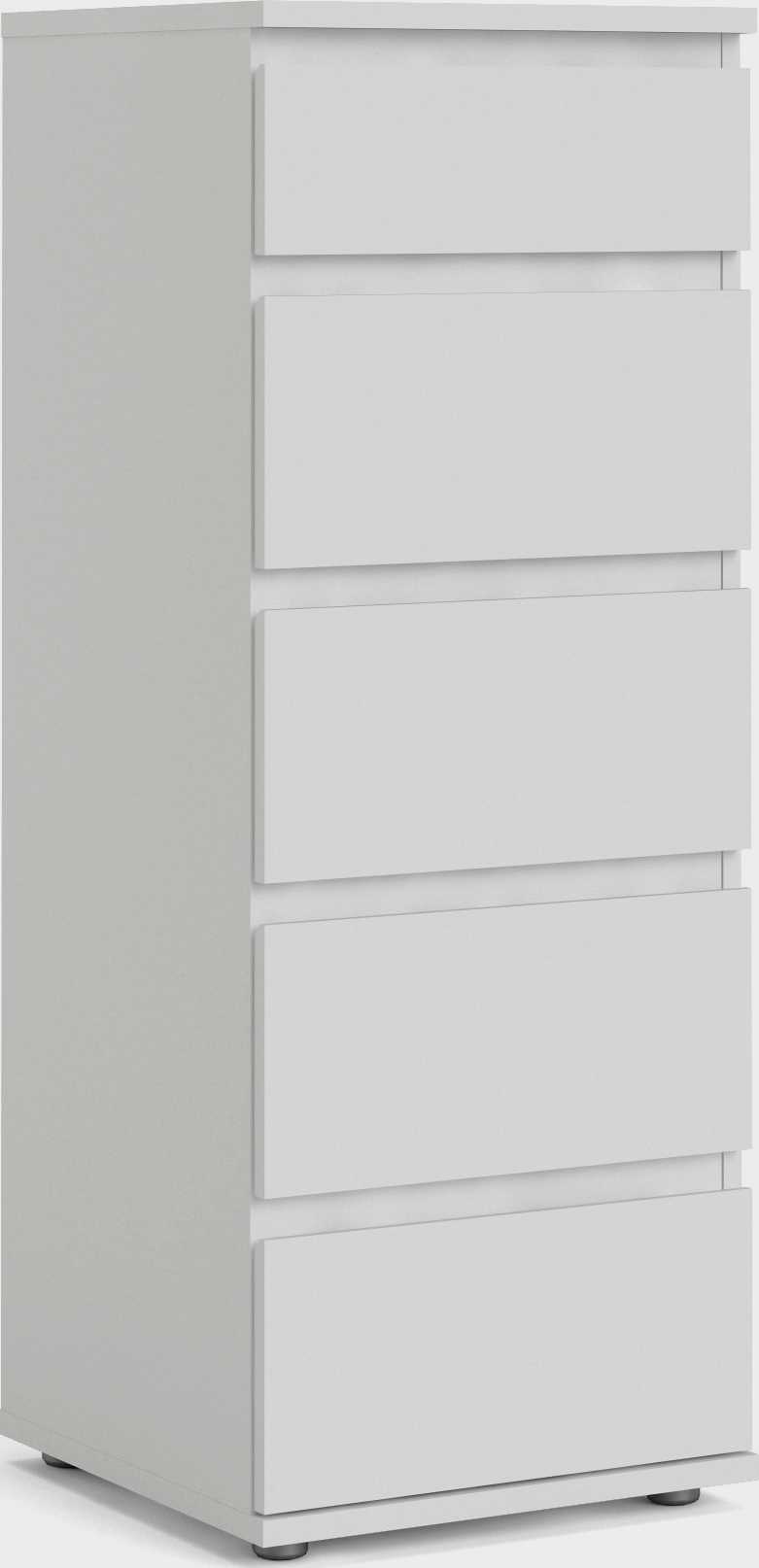 Nova kommode hvit med 5 skuffer 40 cm bred og 106,5 cm høy Nova kommode hvit med 5 skuffer 40 cm bred og 106,5 cm høy
