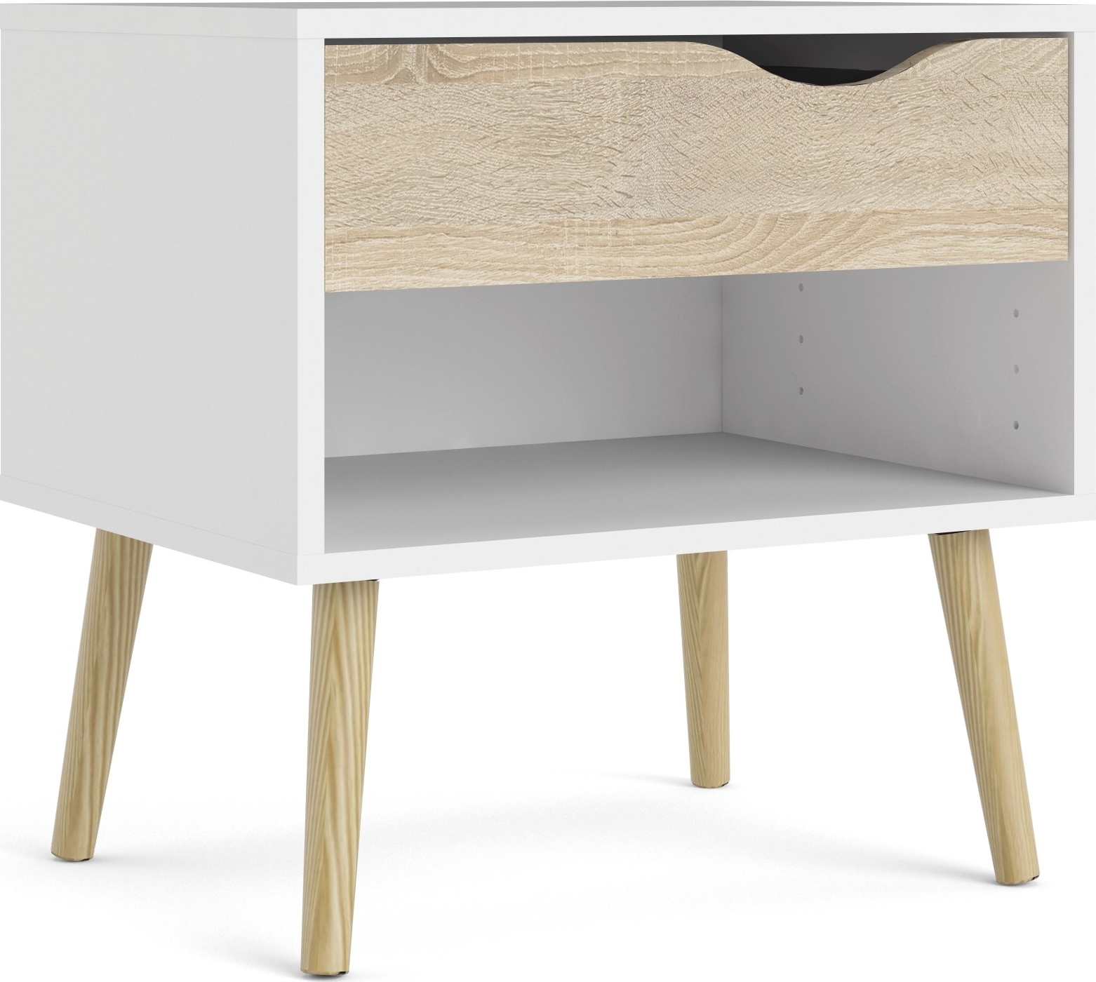 Oslo nattbord - Hvit/eik