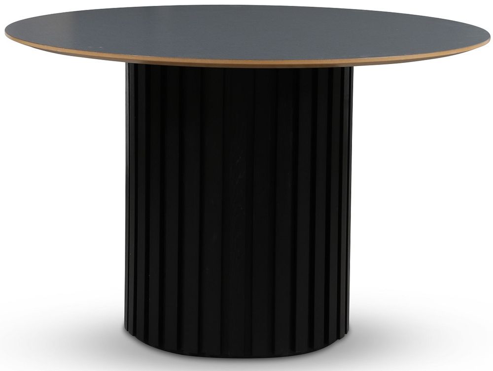 Sumo spisebord Ø118 - Svartbeiset / Perstorp virrvarr mørkegrå Sumo spisebord Ø118 - Svartbeiset / Perstorp virrvarr mørkegrå