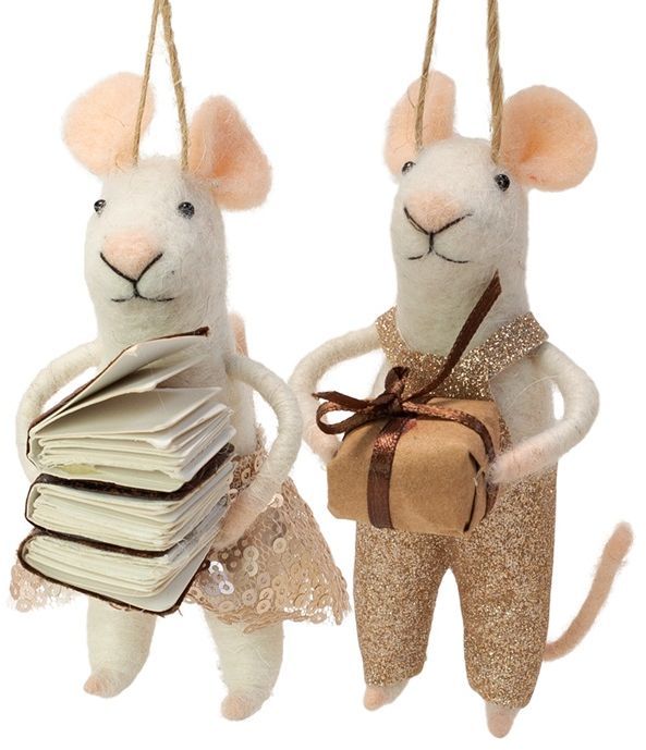 2 stk Mus hvite - Gave