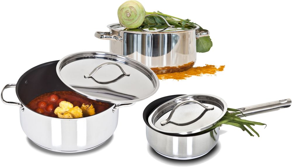 Rix sett med gryter - Blankt stål Rix sett med gryter - Blankt stål