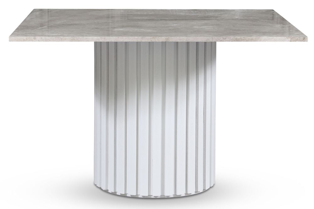 Empire spisebord - Gr� marmor / Hvit lamell trefot