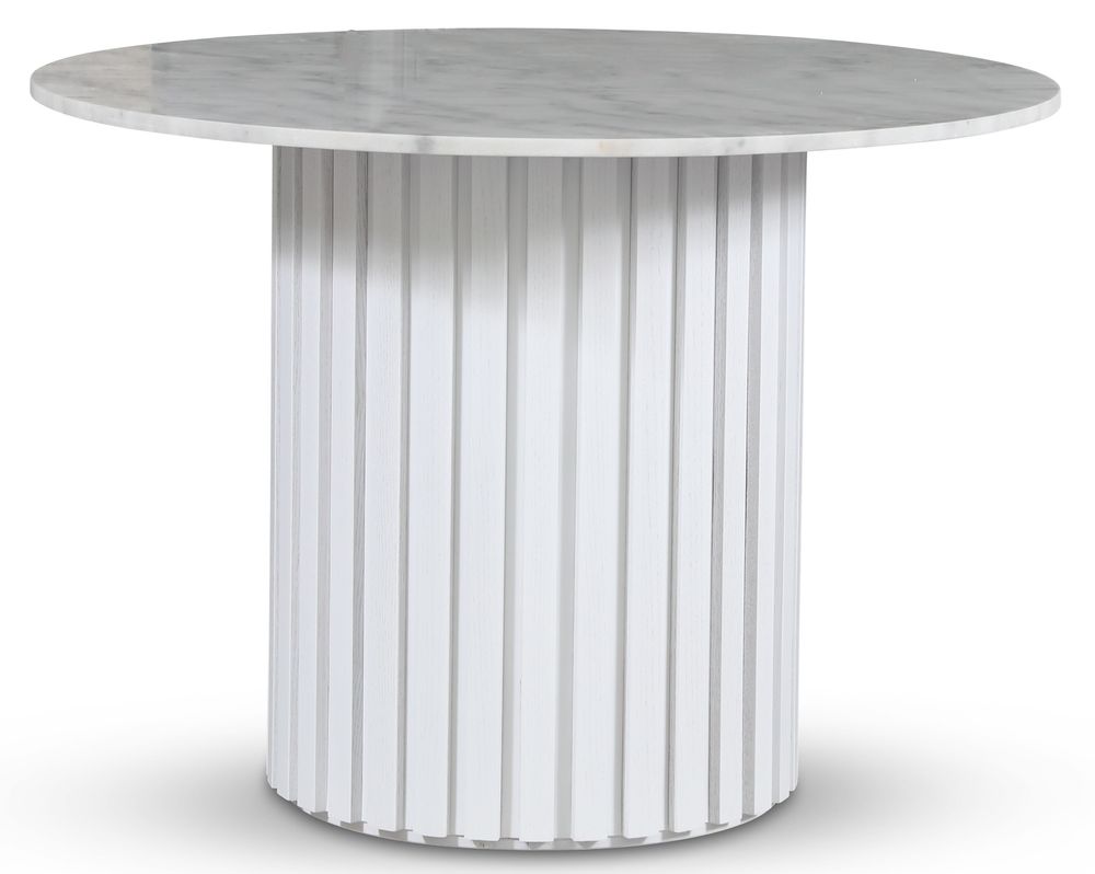 Empire spisebord - Lys marmor / Hvit lamell trefot